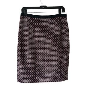 Talbots skirt wool blend women sz 8P geometric pattern pink and black career